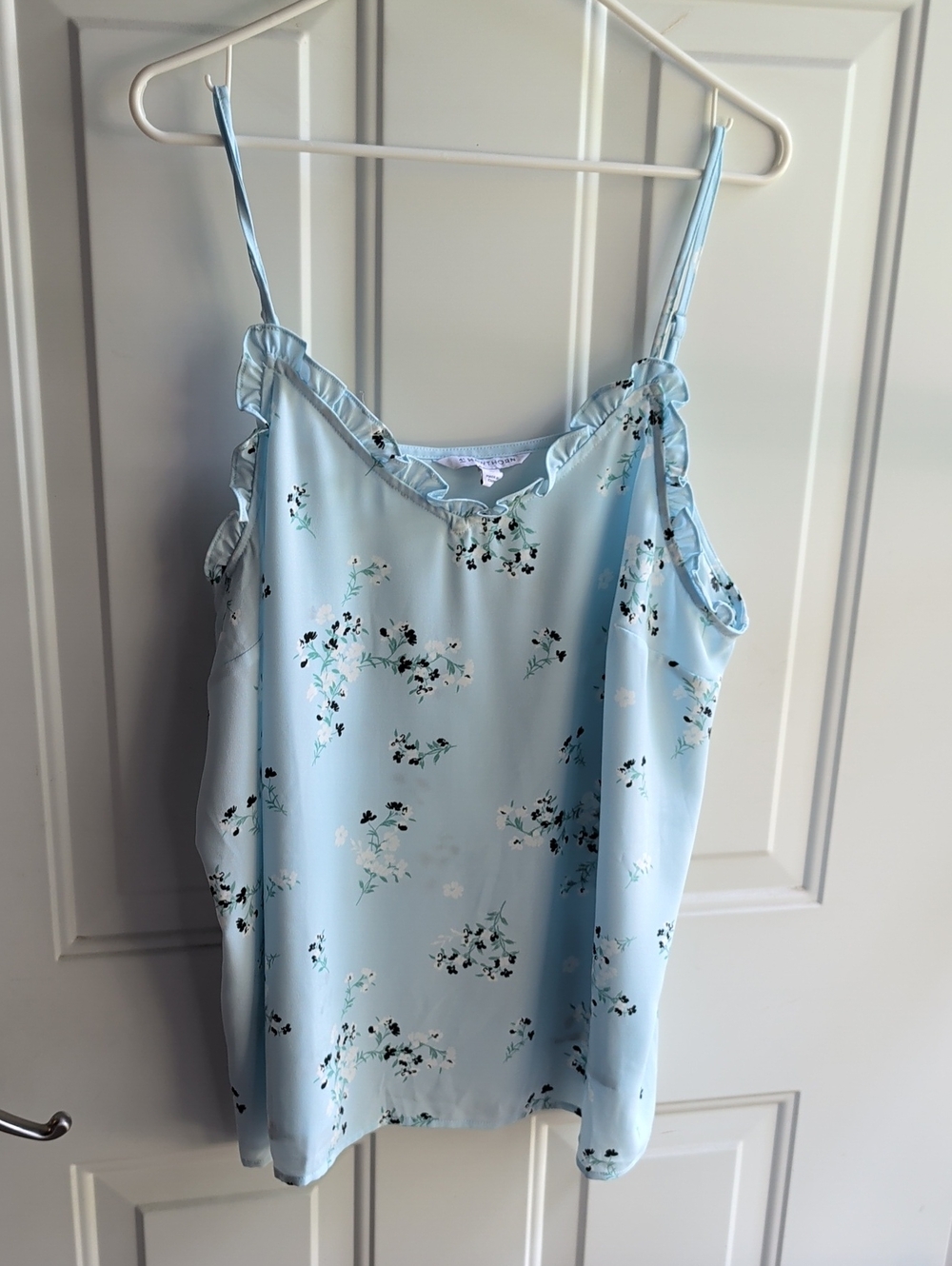 41 Hawthorn Light Blue Floral Ruffle-Trim Camisole